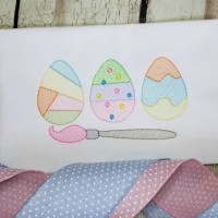 Easter Egg Trio with Paint Brush Sketch Embroidery Design